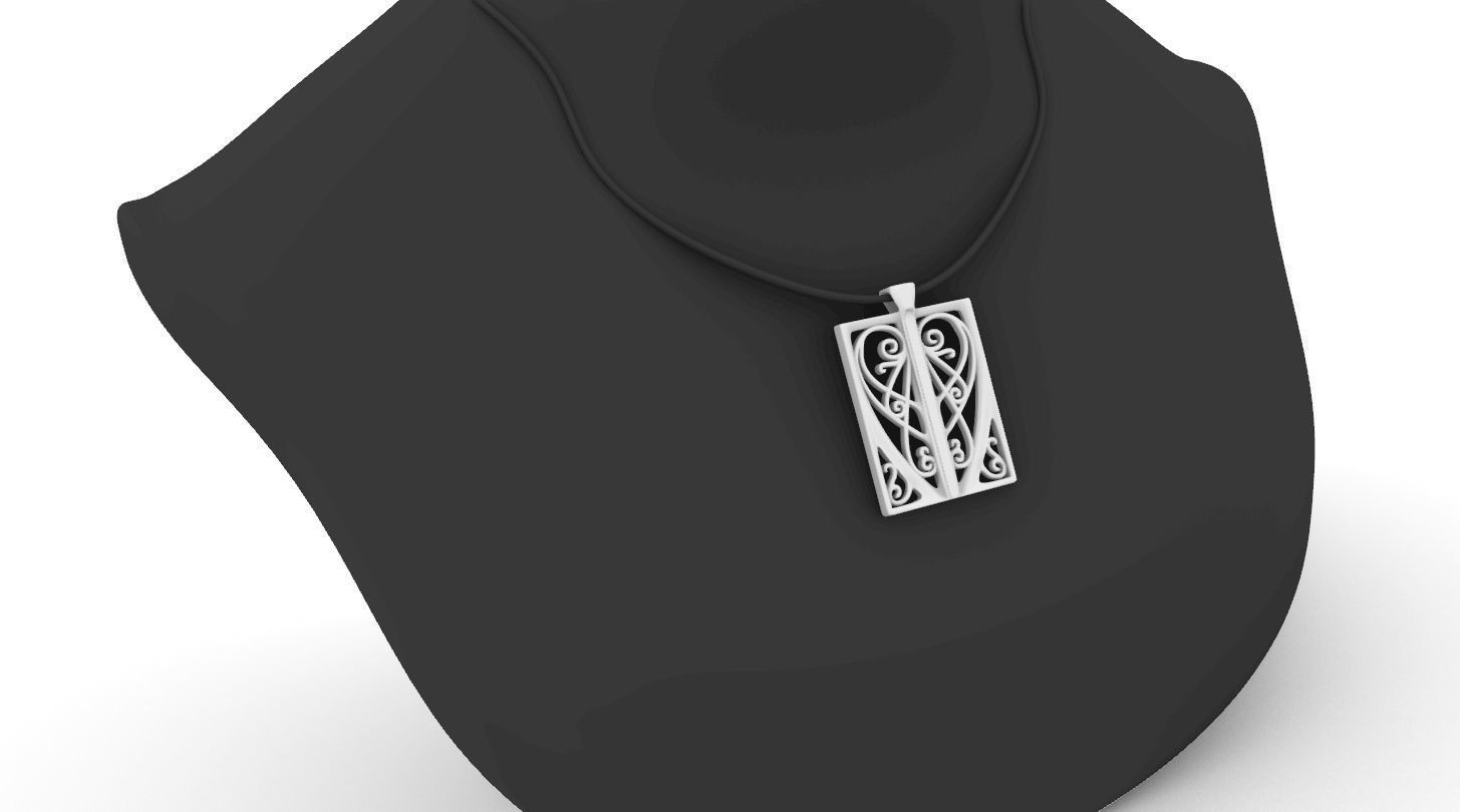 Art Nouveau Window Pendant Heart 3D print model_7