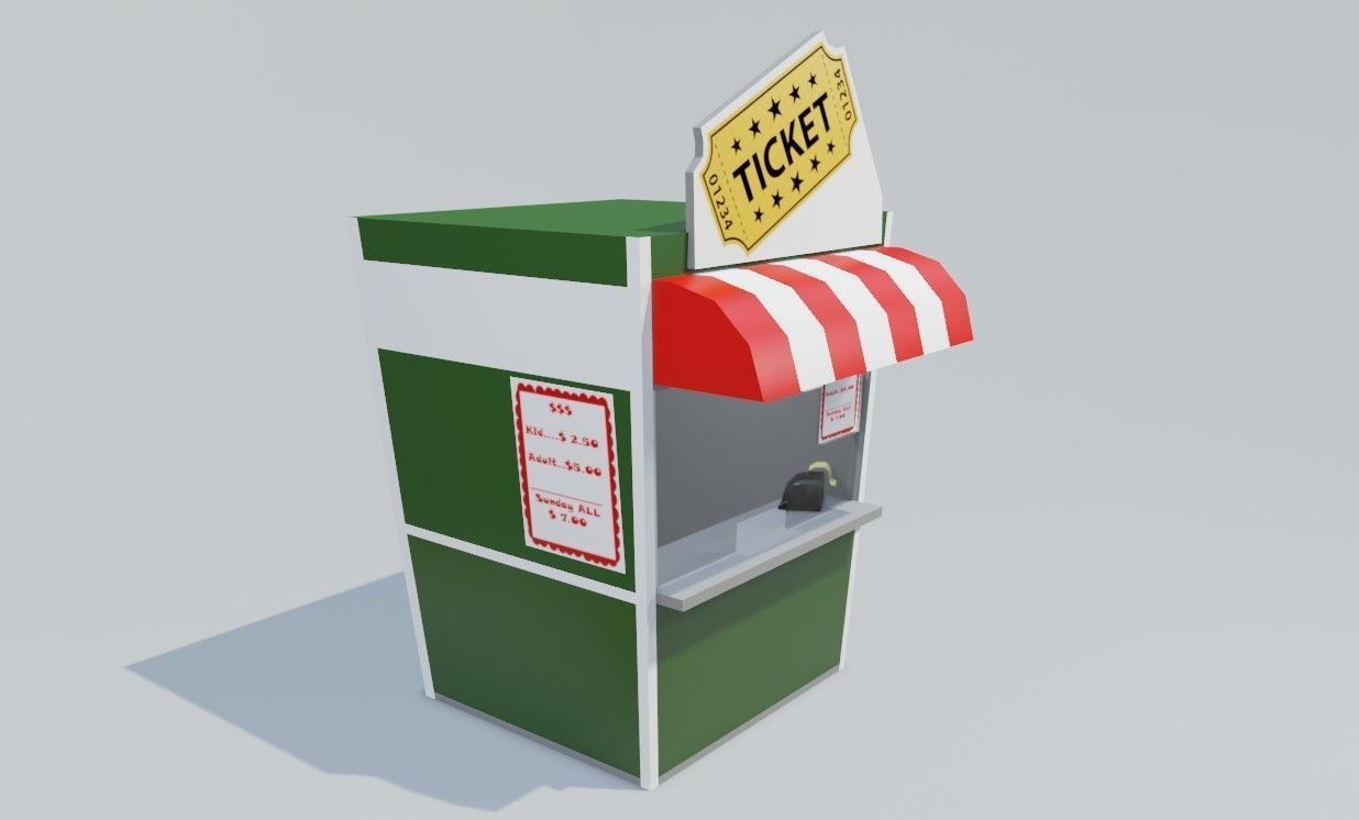 Ticket Office - Bilheteria Low-poly 3D model_6