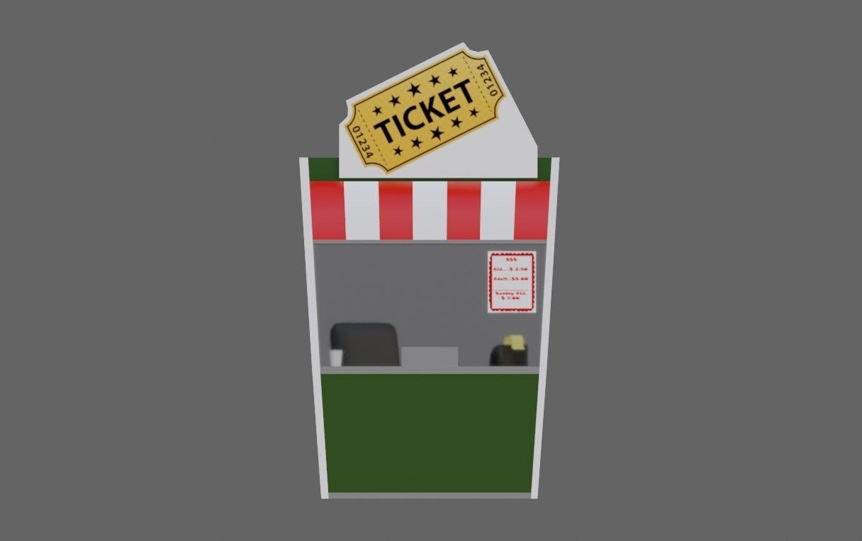 Ticket Office - Bilheteria Low-poly 3D model_15