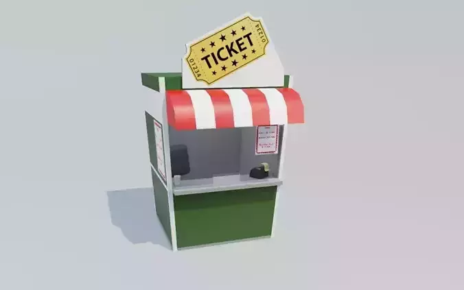 Ticket Office - Bilheteria Low-poly 3D model