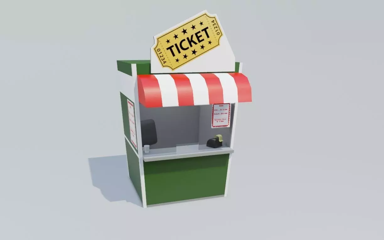 Ticket Office - Bilheteria Low-poly 3D model_0