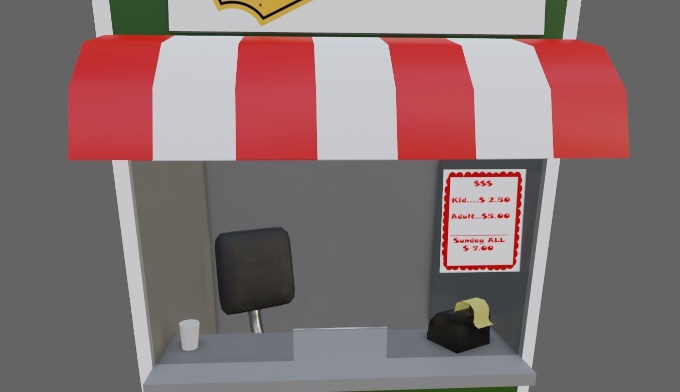 Ticket Office - Bilheteria Low-poly 3D model_3