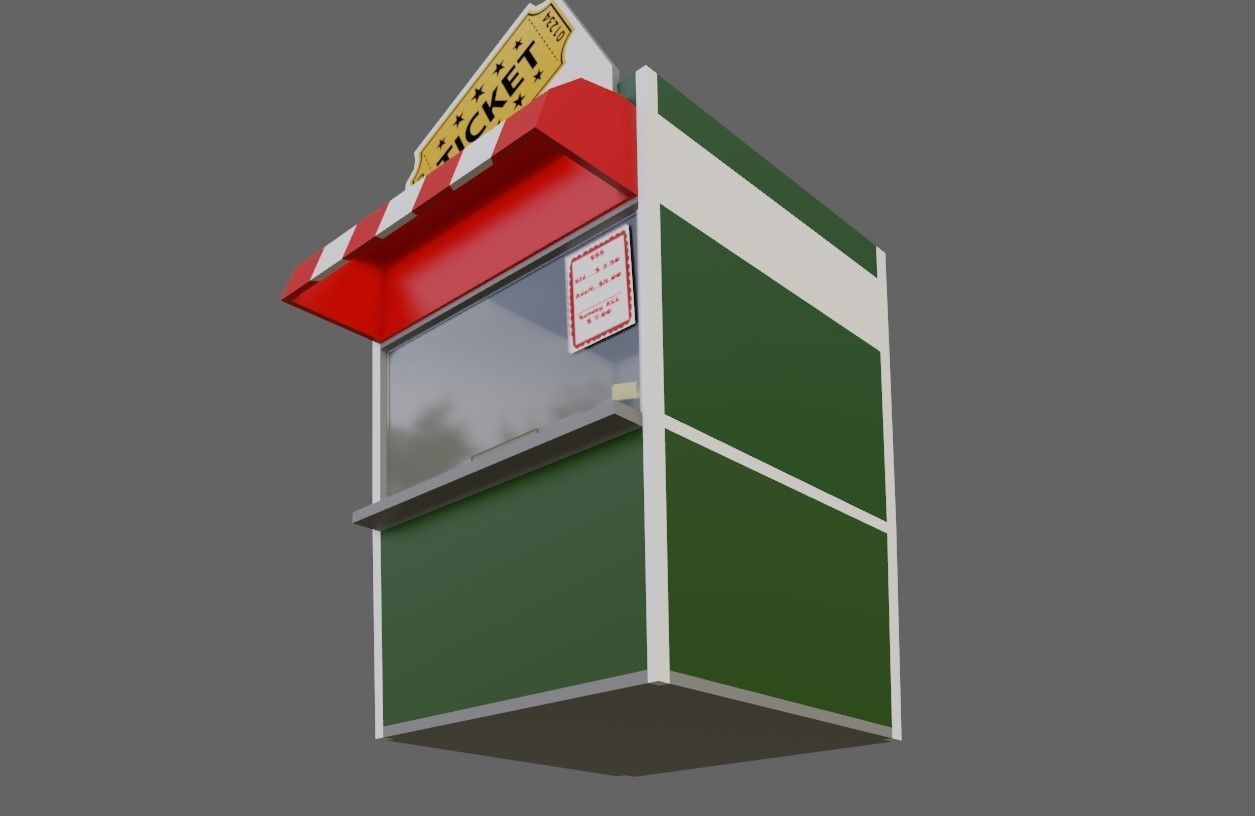 Ticket Office - Bilheteria Low-poly 3D model_5