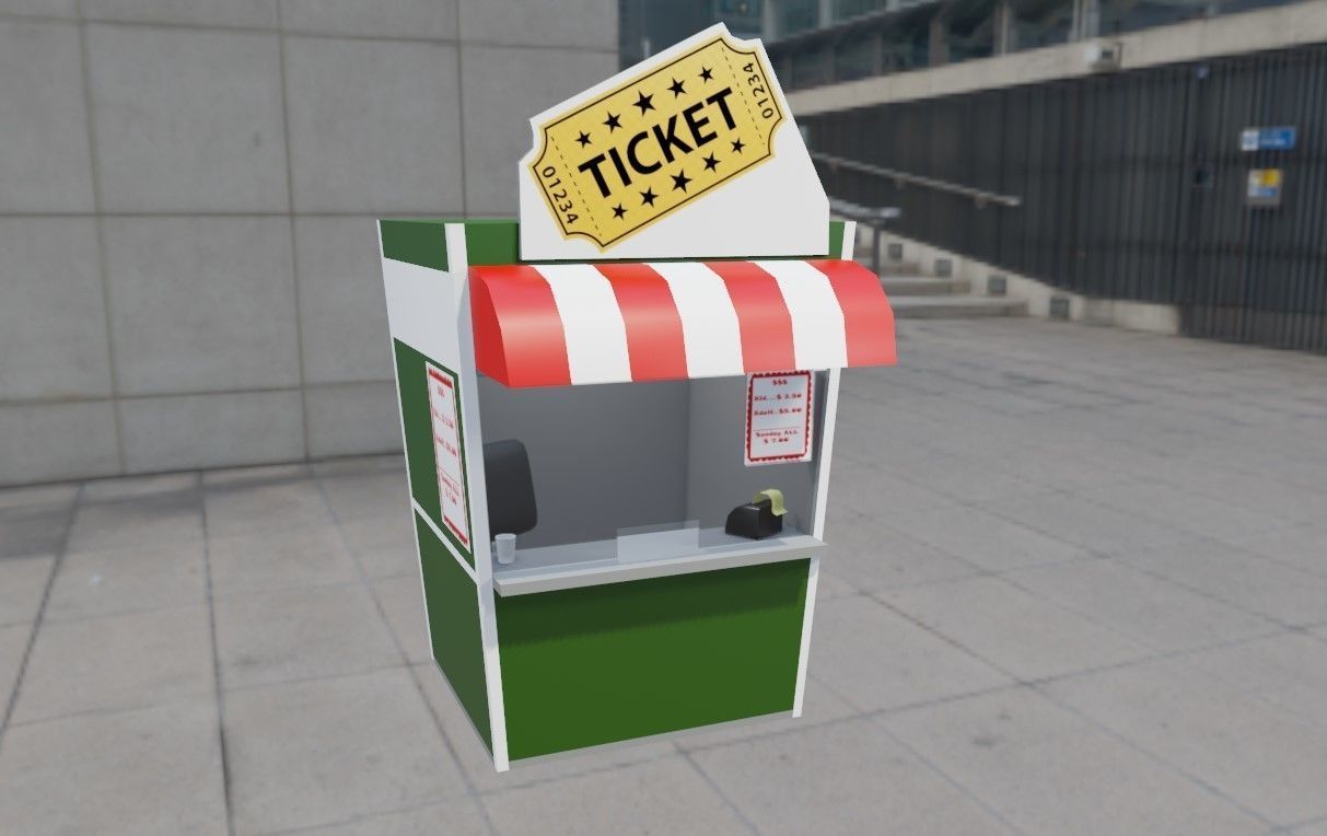 Ticket Office - Bilheteria Low-poly 3D model_16