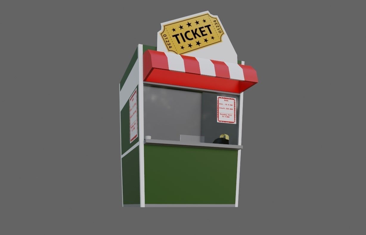 Ticket Office - Bilheteria Low-poly 3D model_11