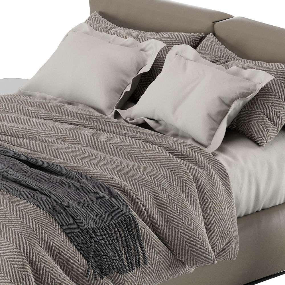 Asolo Leather Bed By Flexform 3D model_1