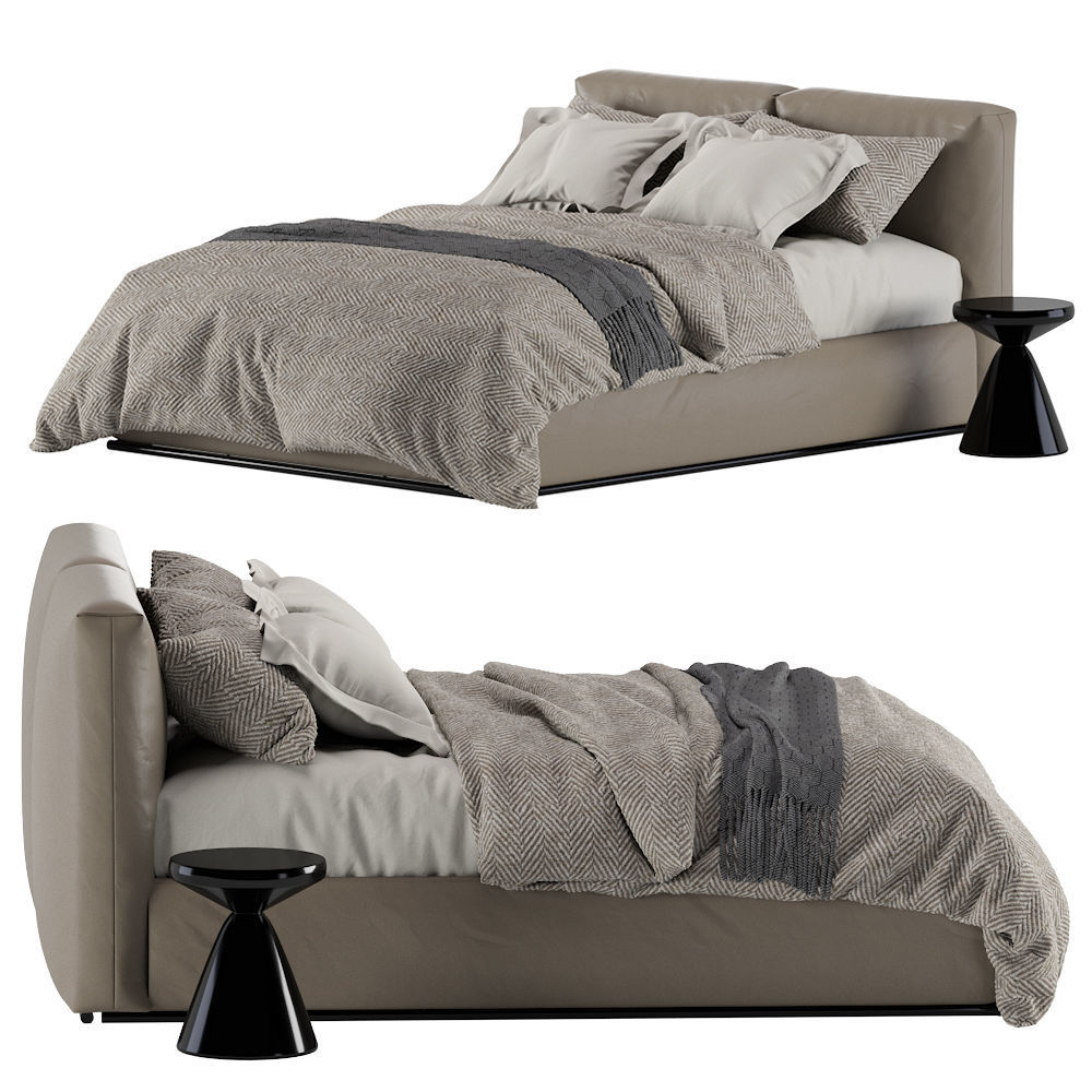 Asolo Leather Bed By Flexform 3D model_2