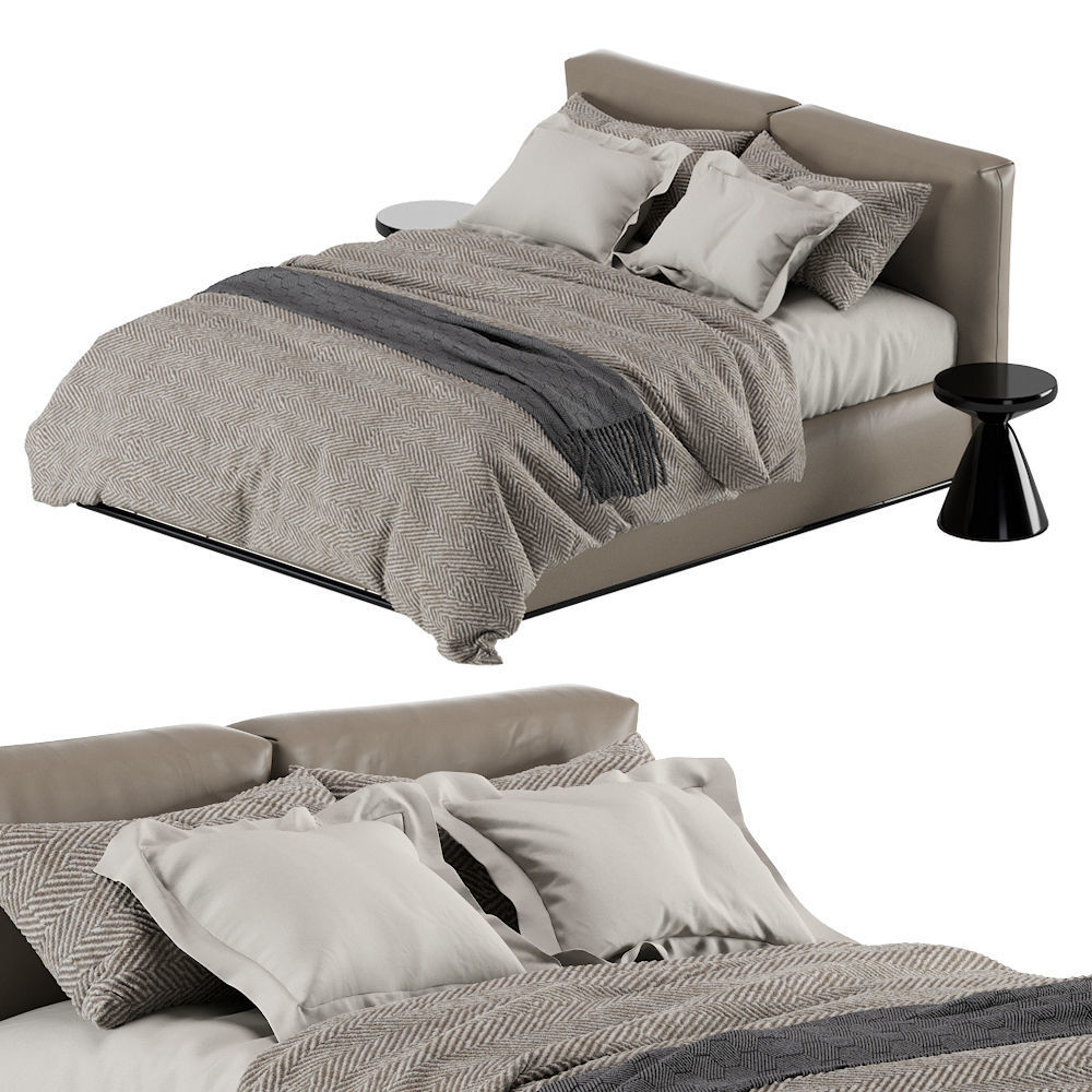 Asolo Leather Bed By Flexform 3D model_3