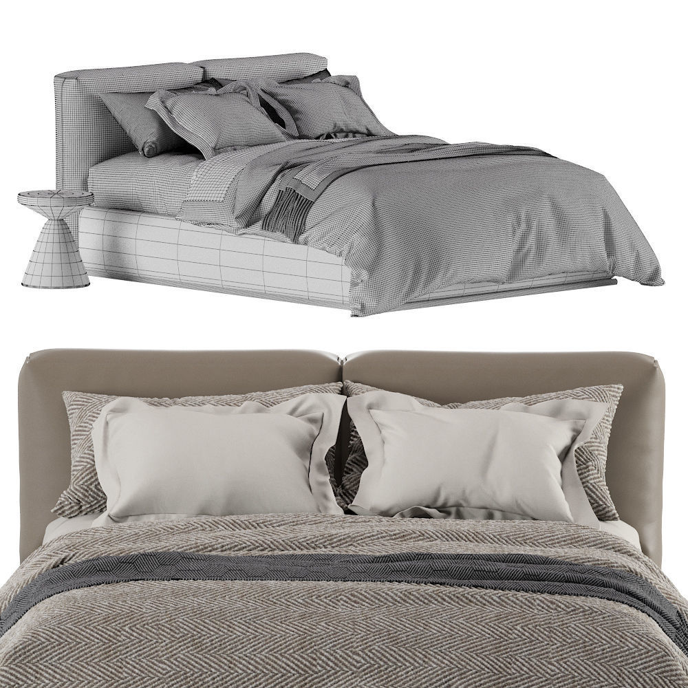 Asolo Leather Bed By Flexform 3D model_6