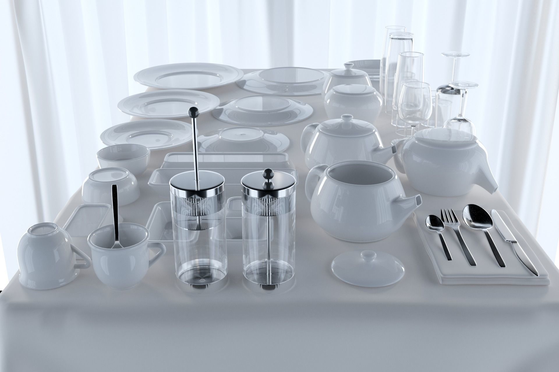 Restourant Dishes Set Pack 3D model_1