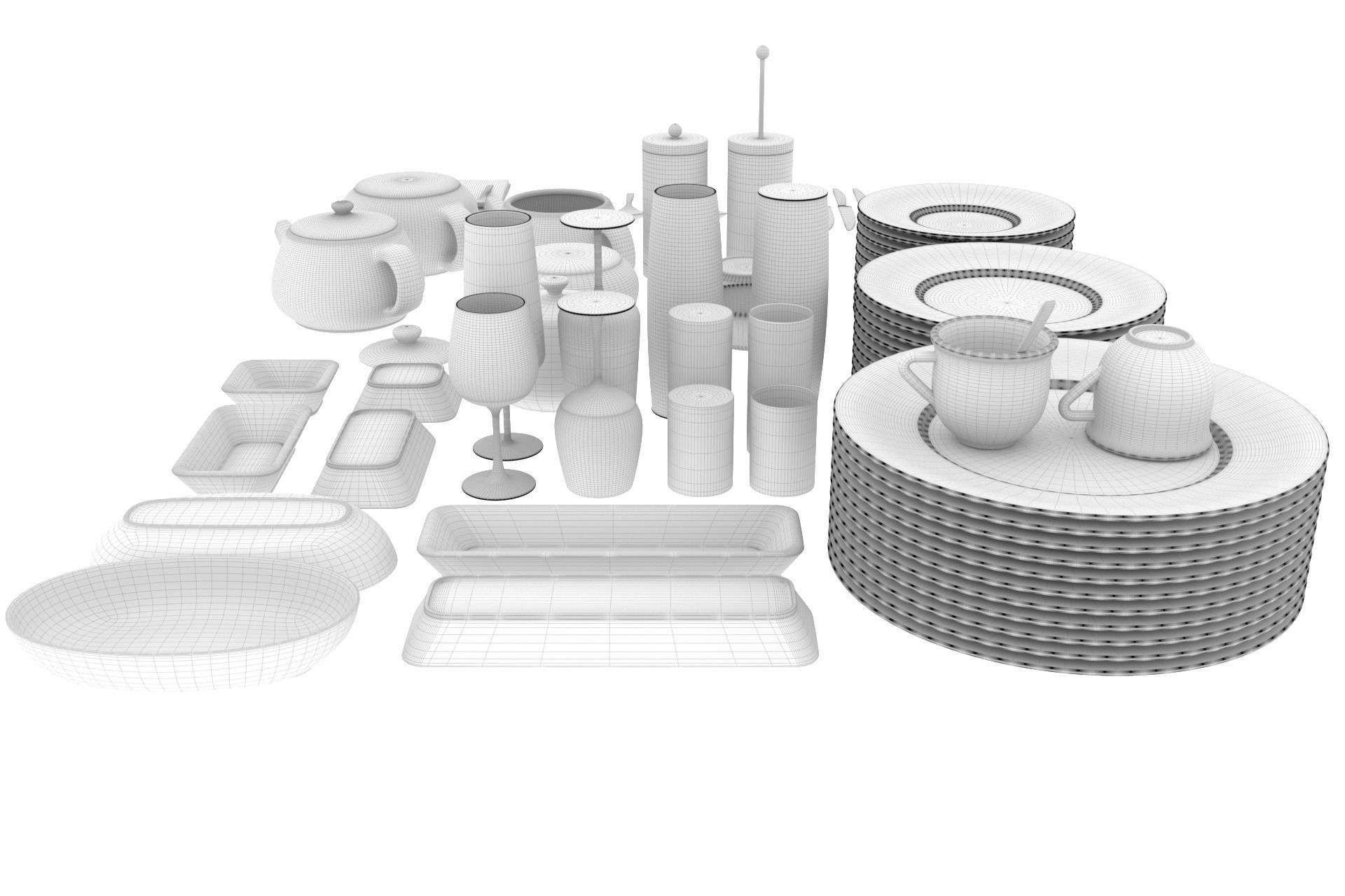 Restourant Dishes Set Pack 3D model_5