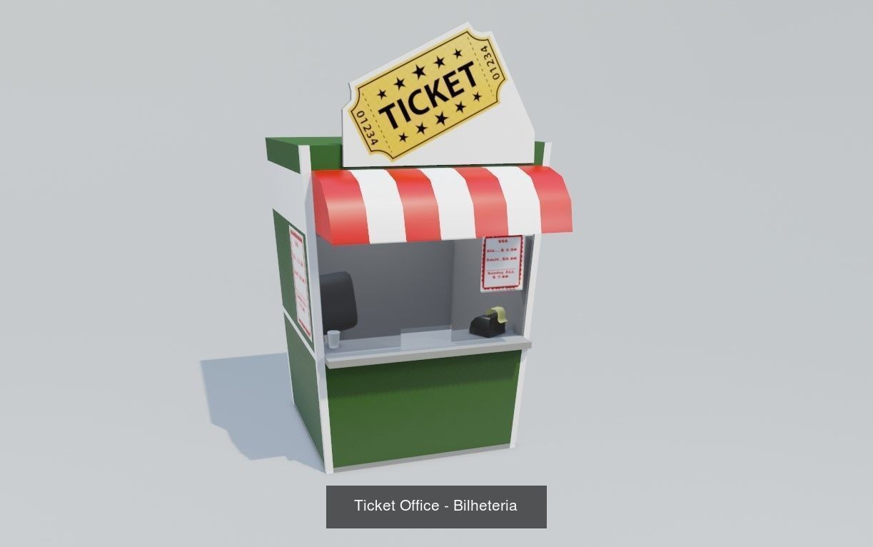 Basic Amusement Park Pack - Parque de Diversoes - Low Poly 3D Model Collection_12