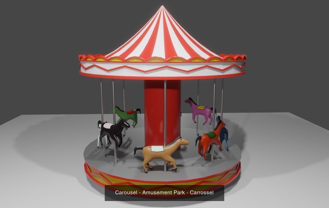 Basic Amusement Park Pack - Parque de Diversoes - Low Poly 3D Model Collection_7