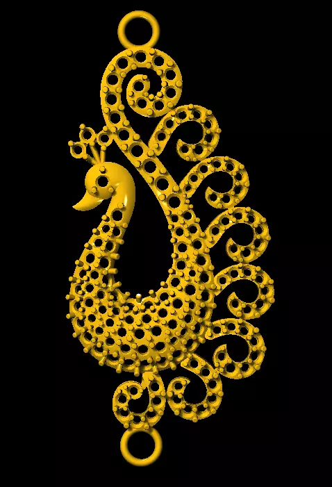 Sidepiece gold peacock 3D print model_0