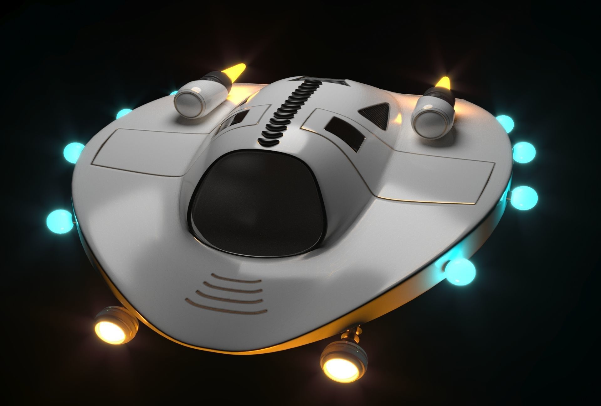 spaceship with lights 3D model_1