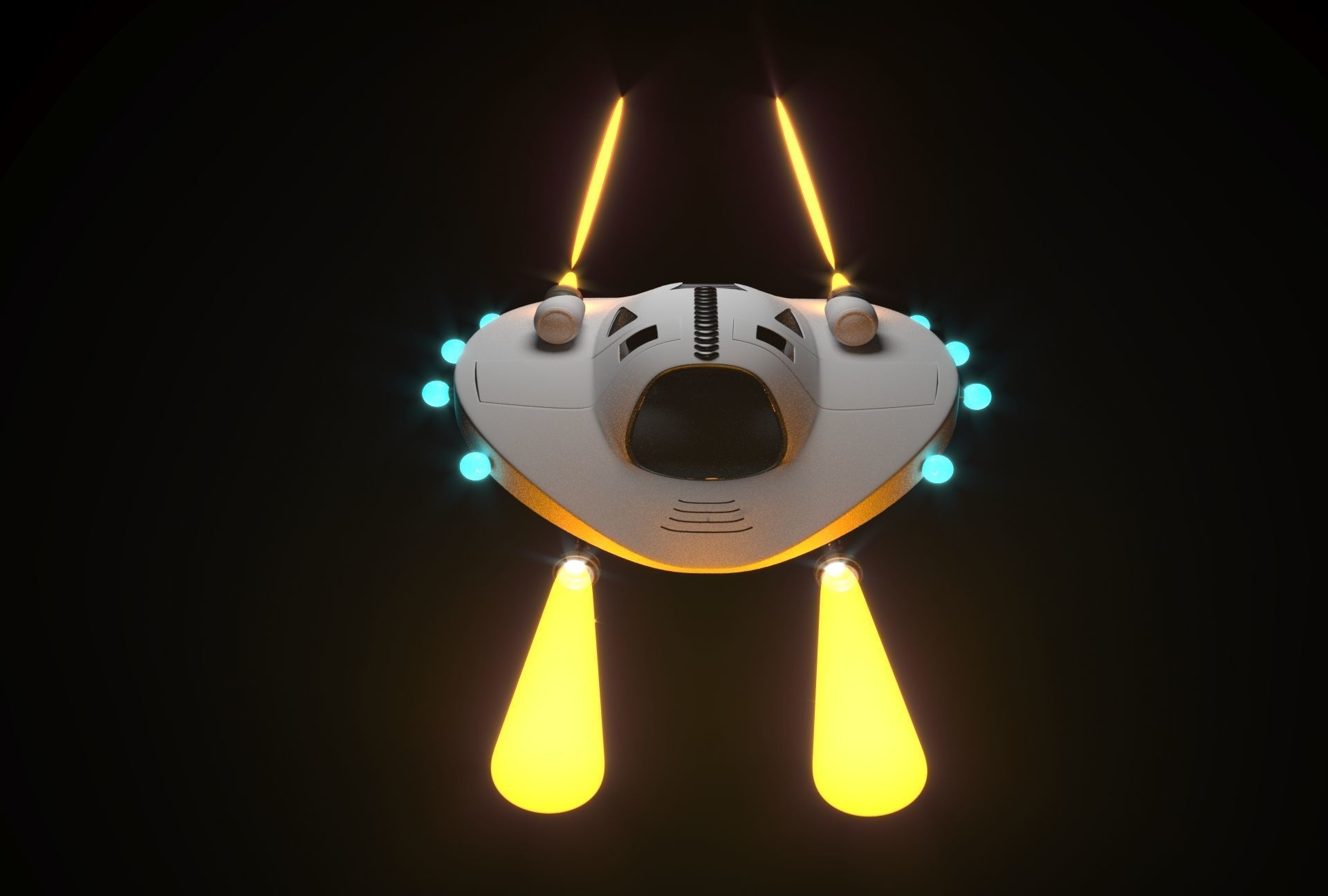 spaceship with lights 3D model_4