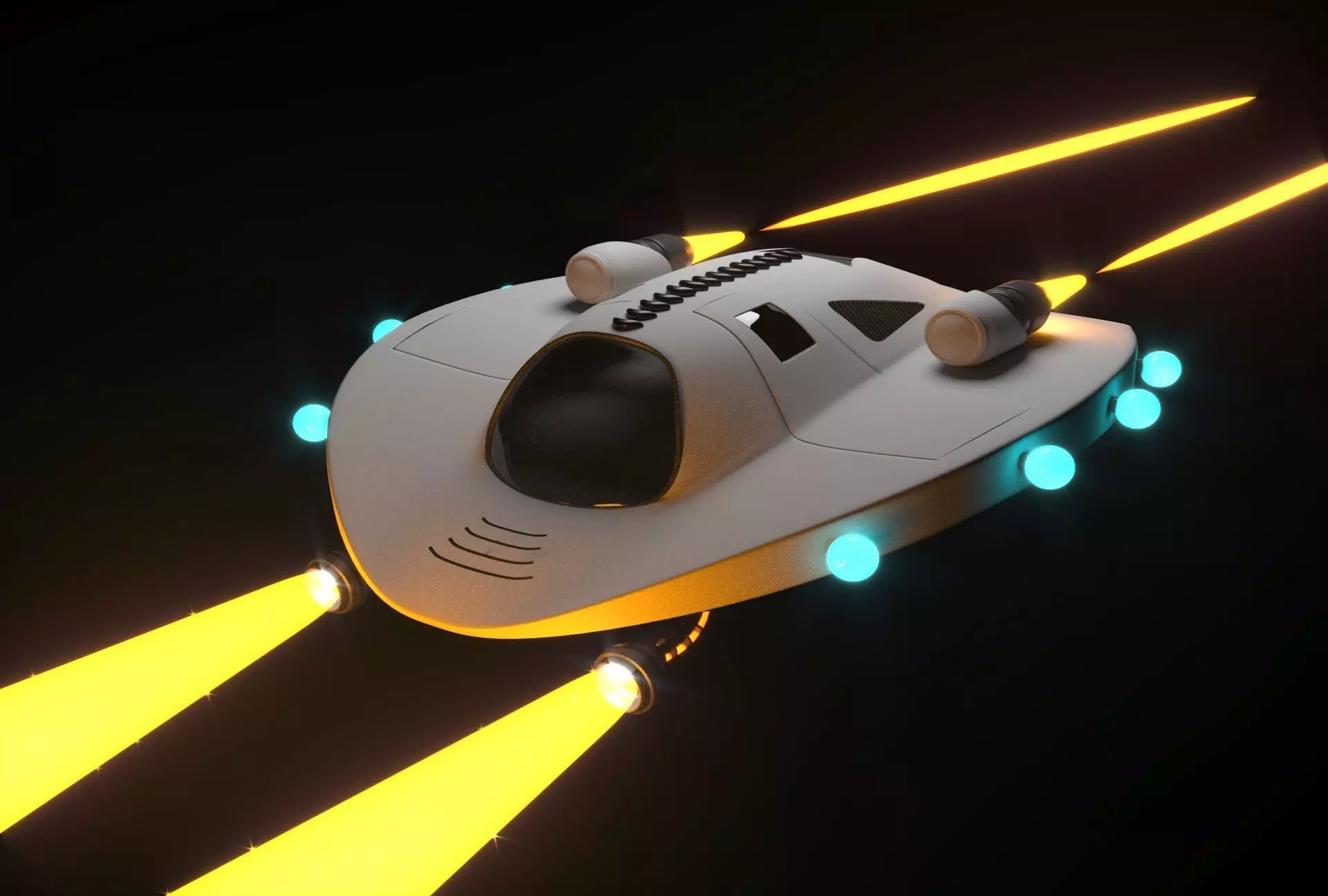 spaceship with lights 3D model_0