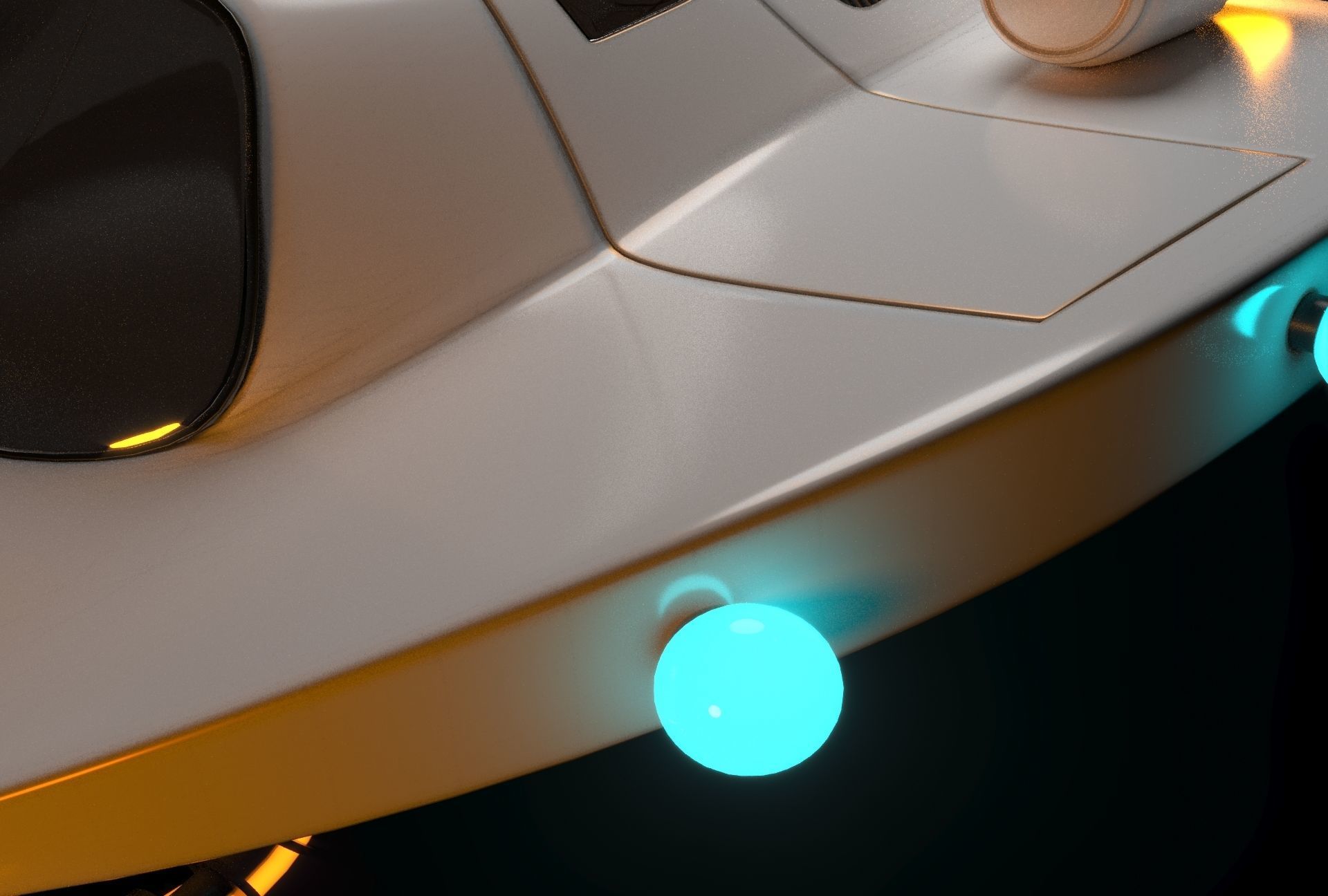 spaceship with lights 3D model_3