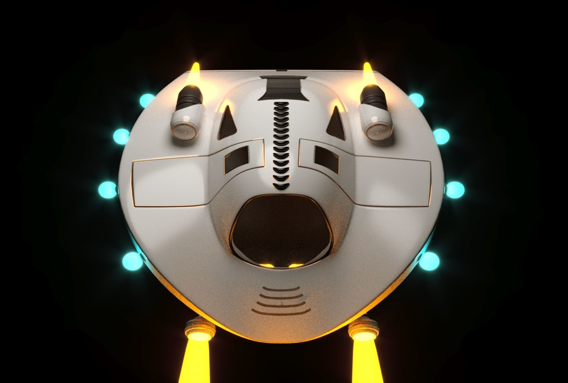 spaceship with lights 3D model_5