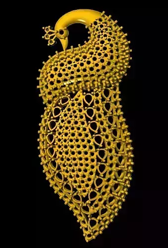 Sidepiece golden peacock pendant