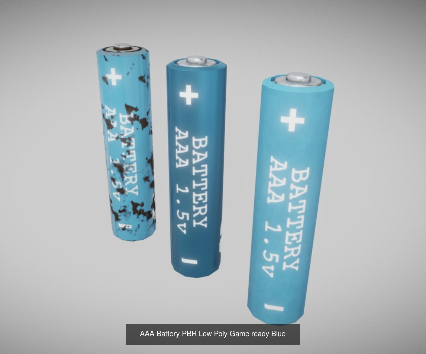 Low Poly PBR Batteries three aa 3D Model Collection_2