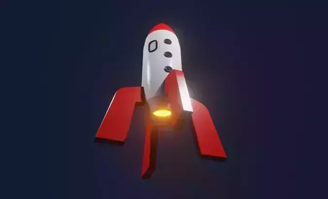 Rocket Cartoon - Foguete Low-poly 3D model