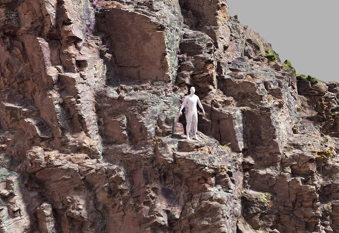 Big Sharp Cliff Red Scan PBR Low-poly 3D model