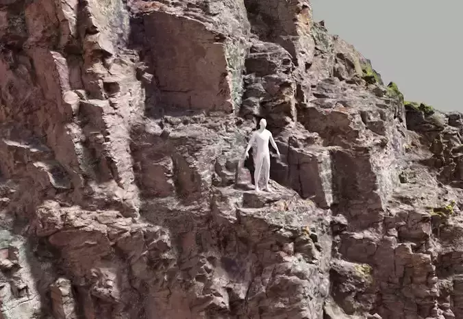 Big Sharp Cliff Red Scan PBR Low-poly 3D model