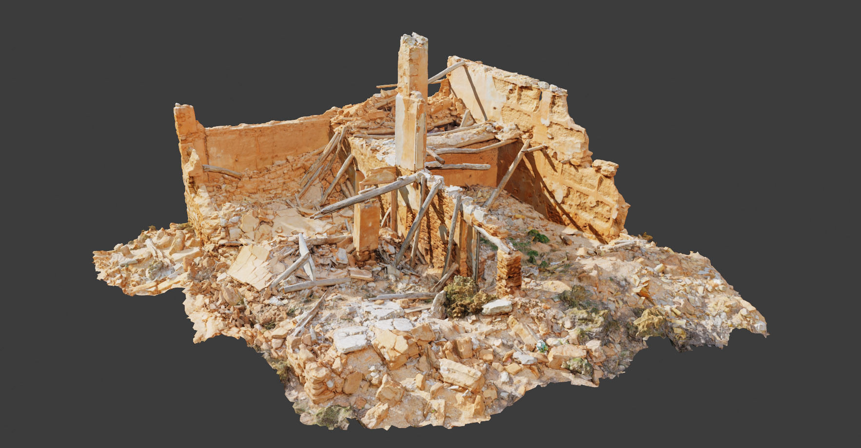 Building Ruins Old Photoscan PBR Low-poly 3D model_7