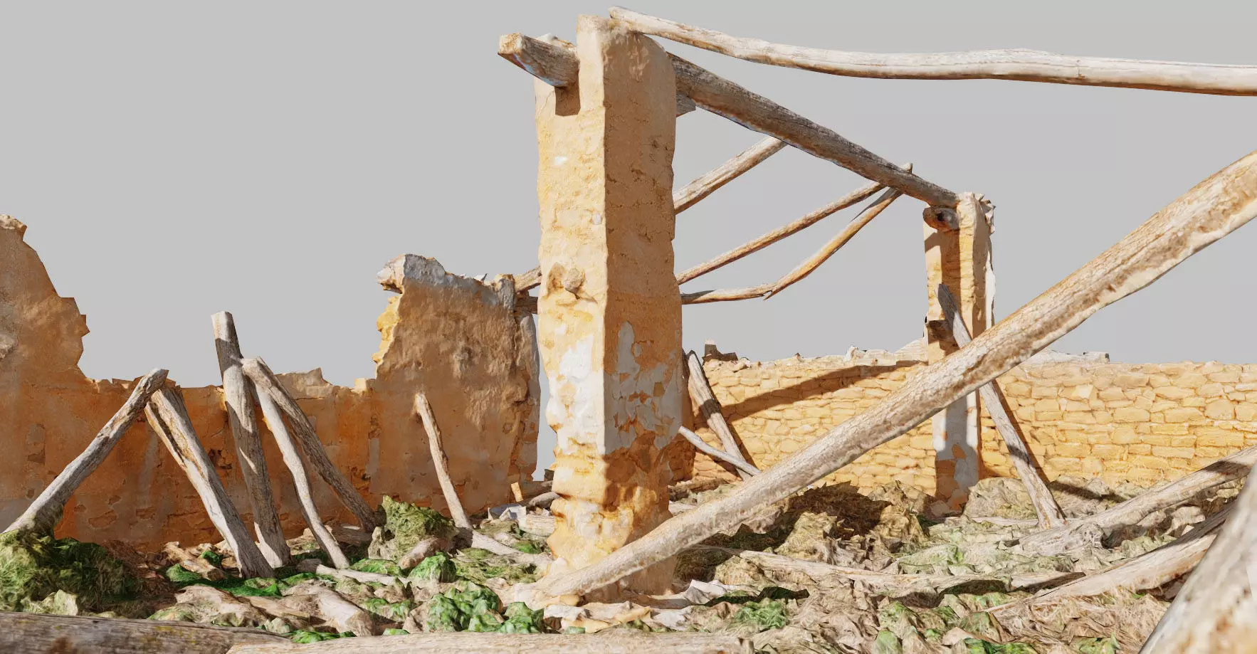 Building Ruins Old Photoscan PBR Low-poly 3D model_0