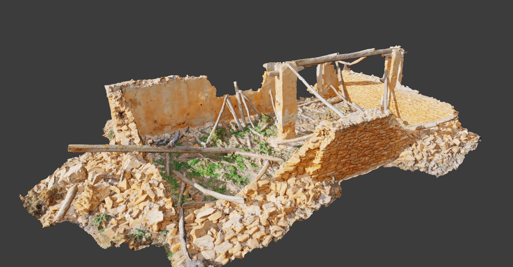 Building Ruins Old Photoscan PBR Low-poly 3D model_4