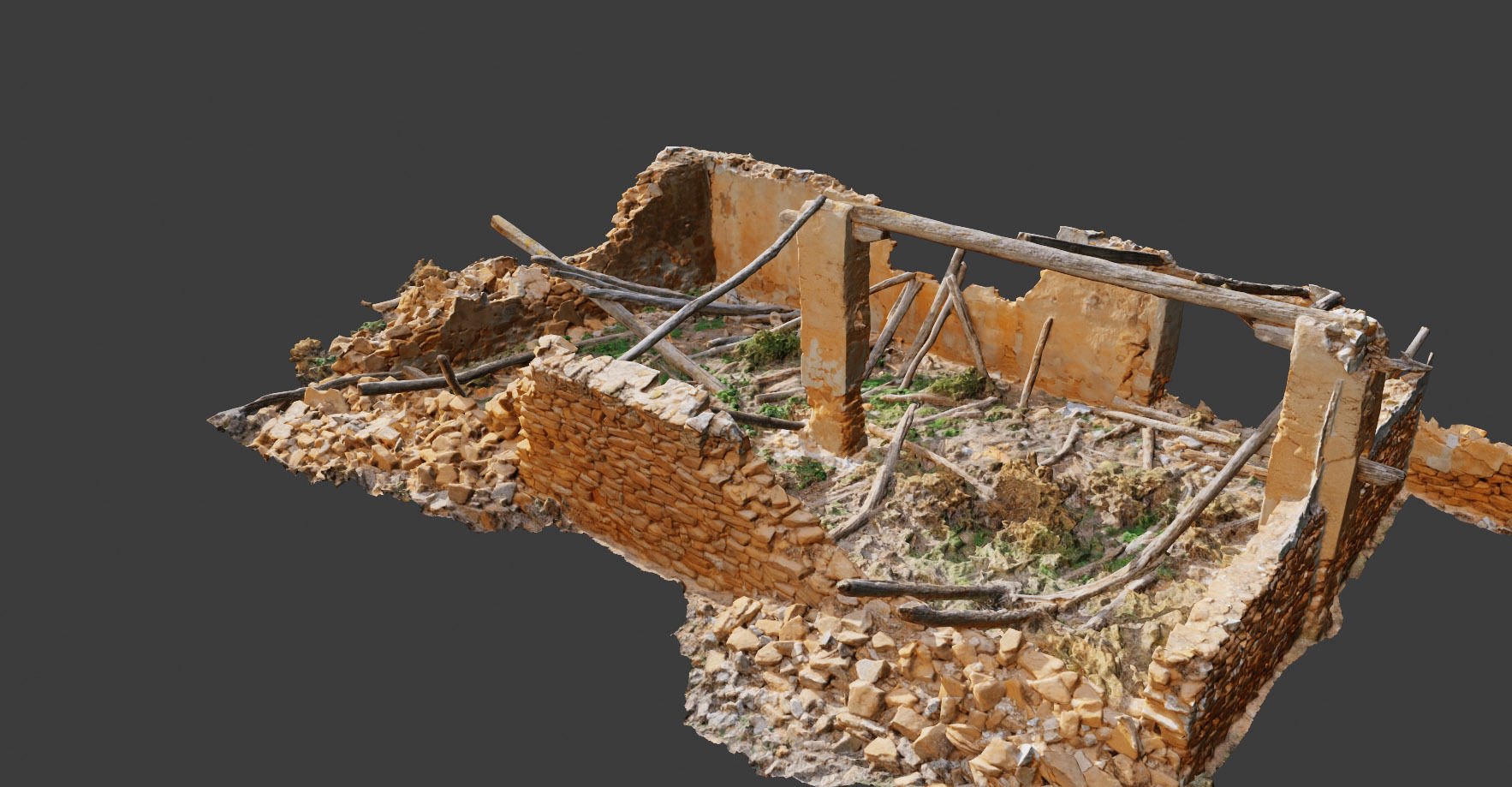 Building Ruins Old Photoscan PBR Low-poly 3D model_8