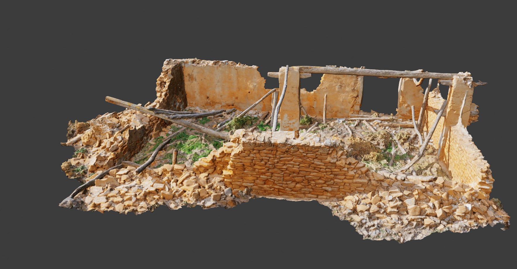 Building Ruins Old Photoscan PBR Low-poly 3D model_5
