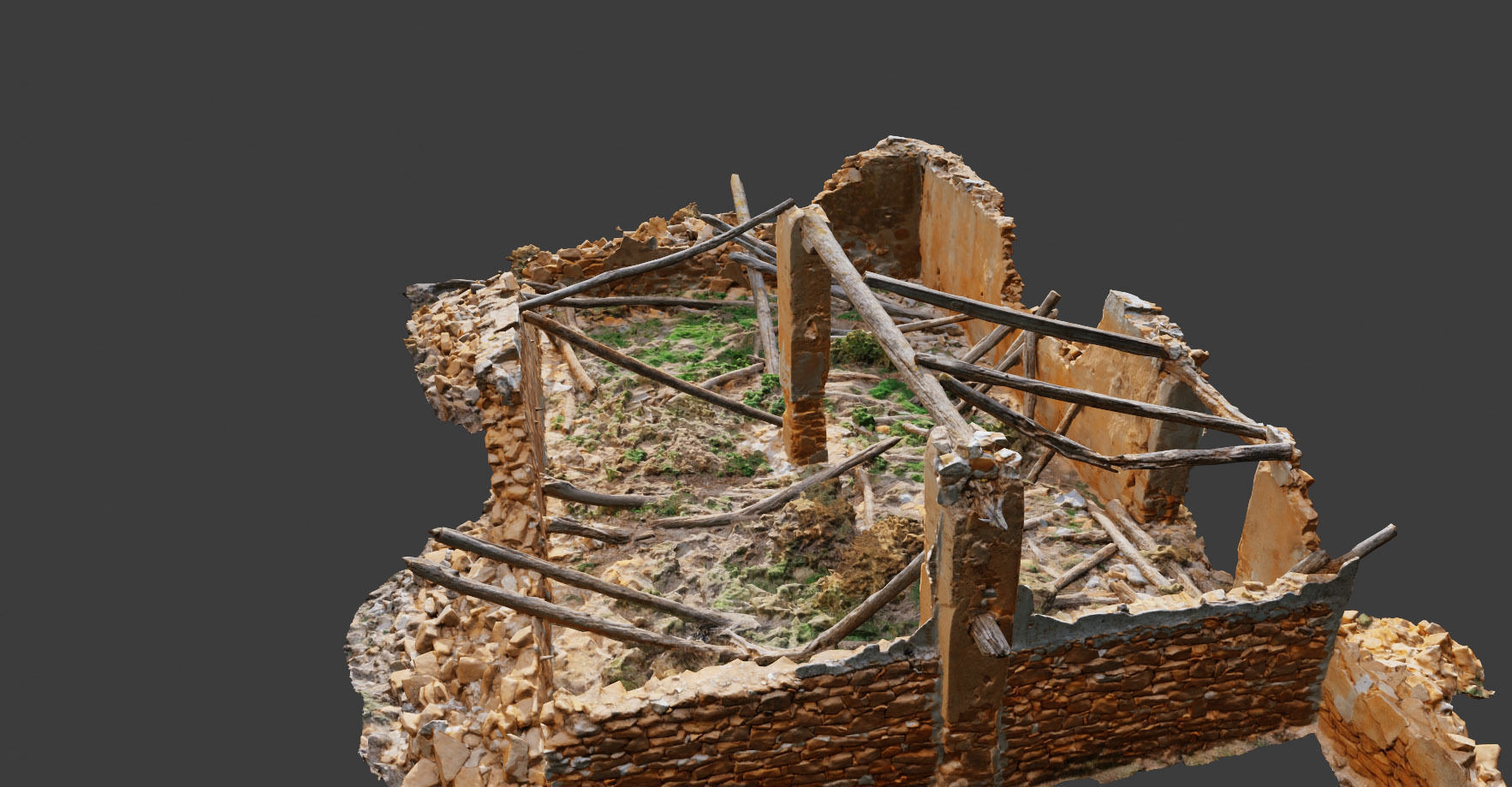 Building Ruins Old Photoscan PBR Low-poly 3D model_9