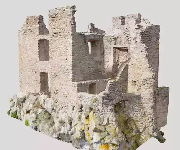 Castle Ruins Walls Scanned PBR Low-poly 3D model