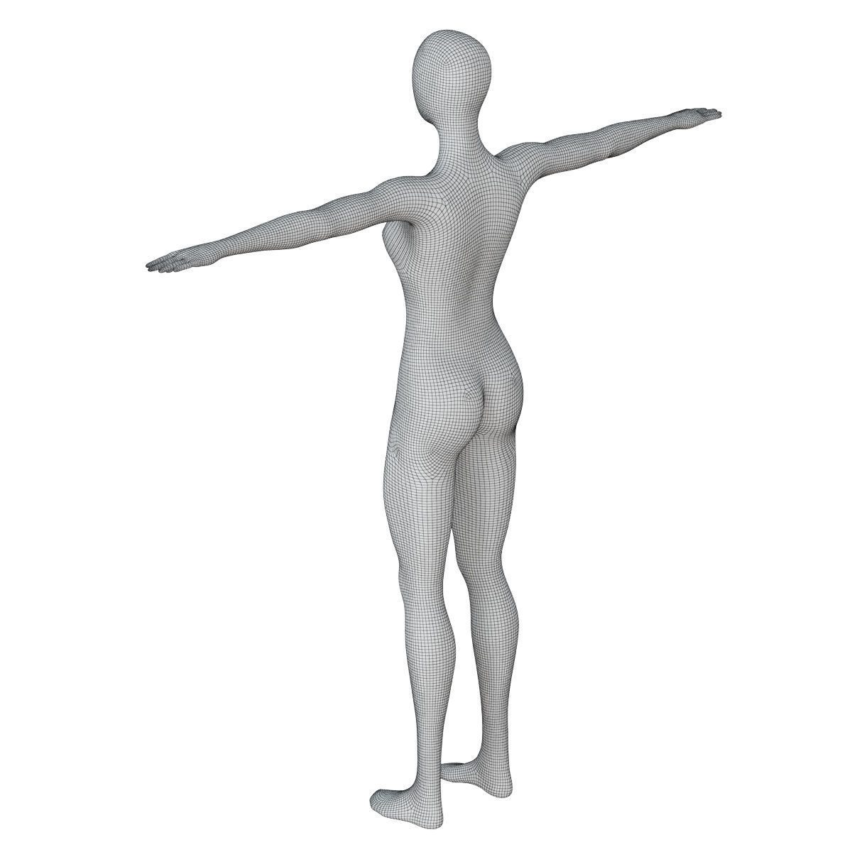Female faceless mannequin in T-pose 3D model_6