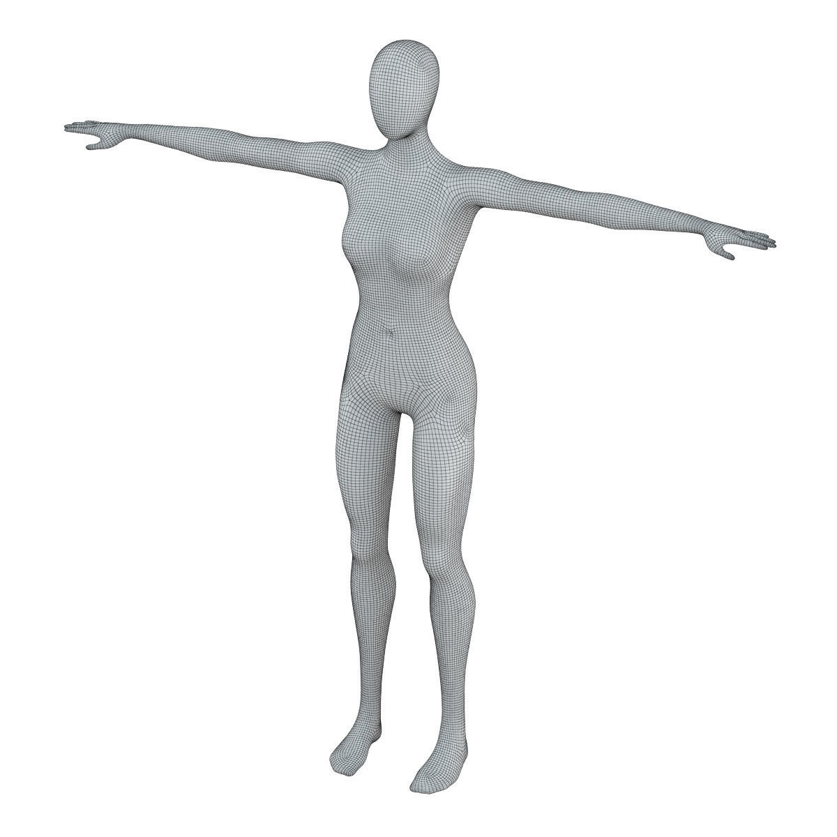 Female faceless mannequin in T-pose 3D model_5