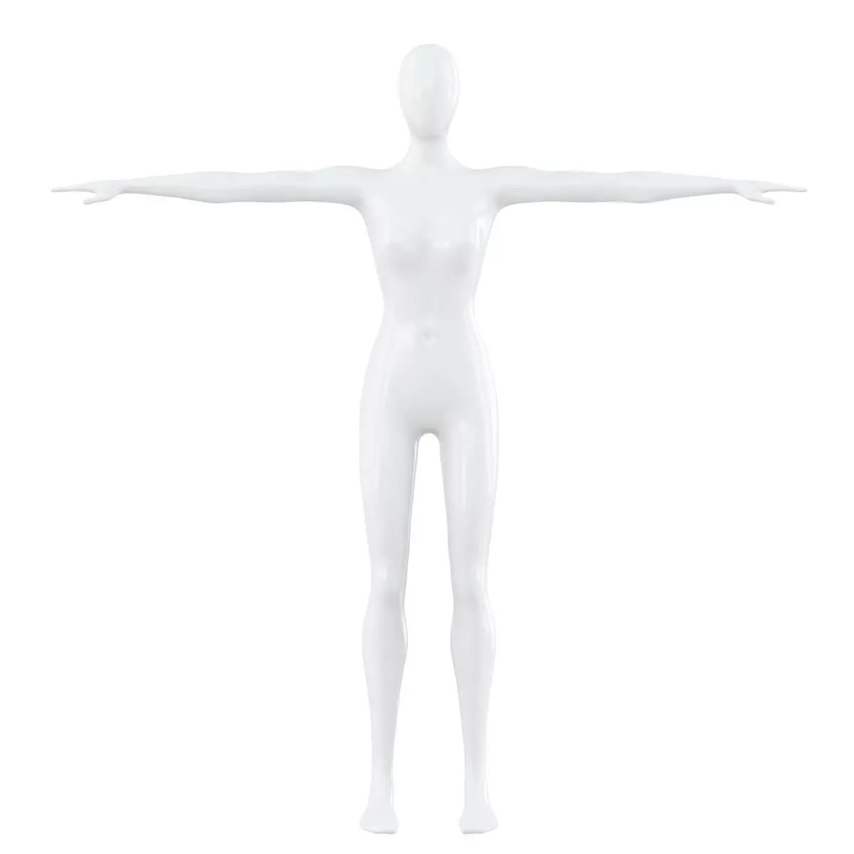 Female faceless mannequin in T-pose 3D model_0