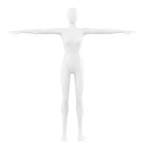 Female faceless mannequin in T-pose 3D model