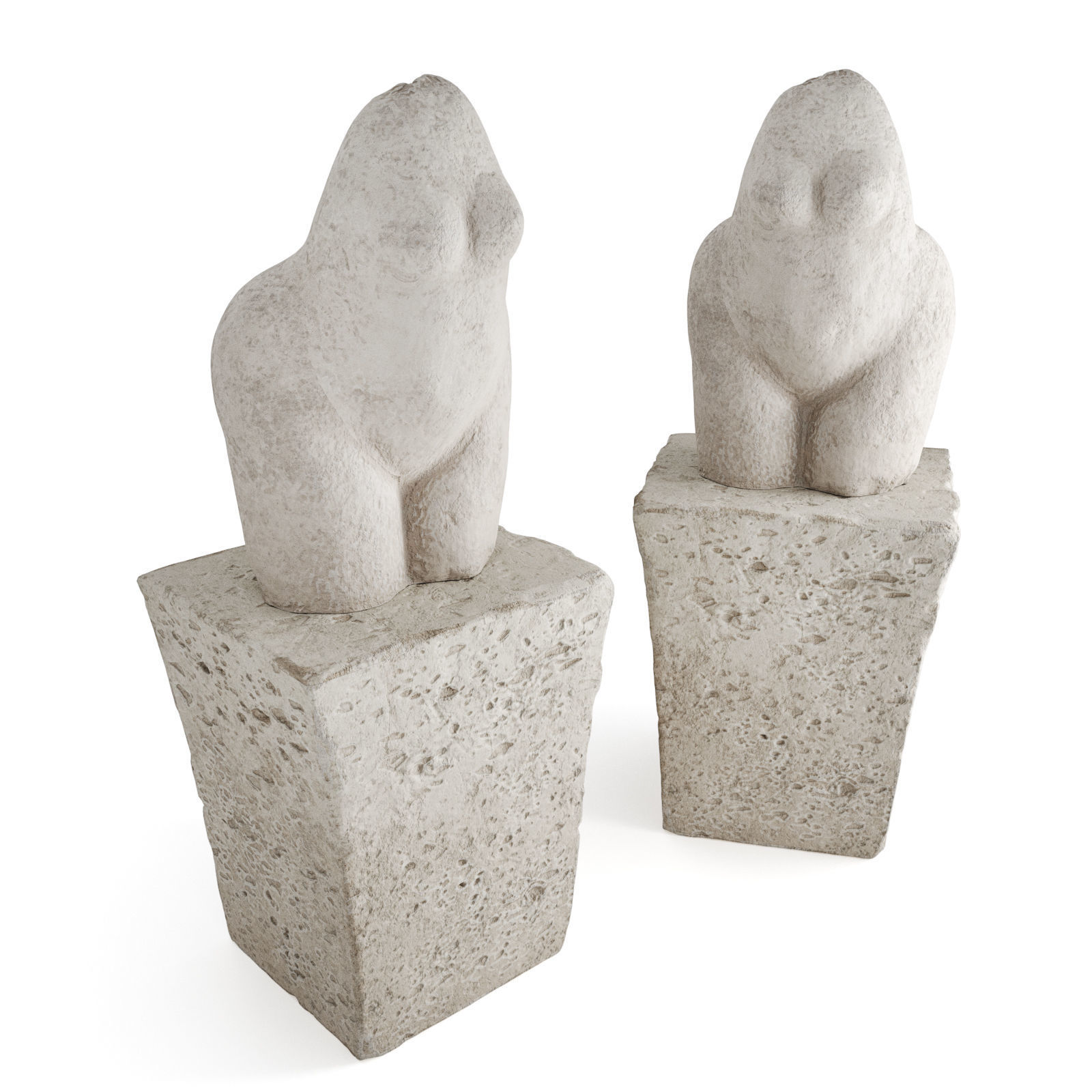 Primitive figure of woman 3D model_2