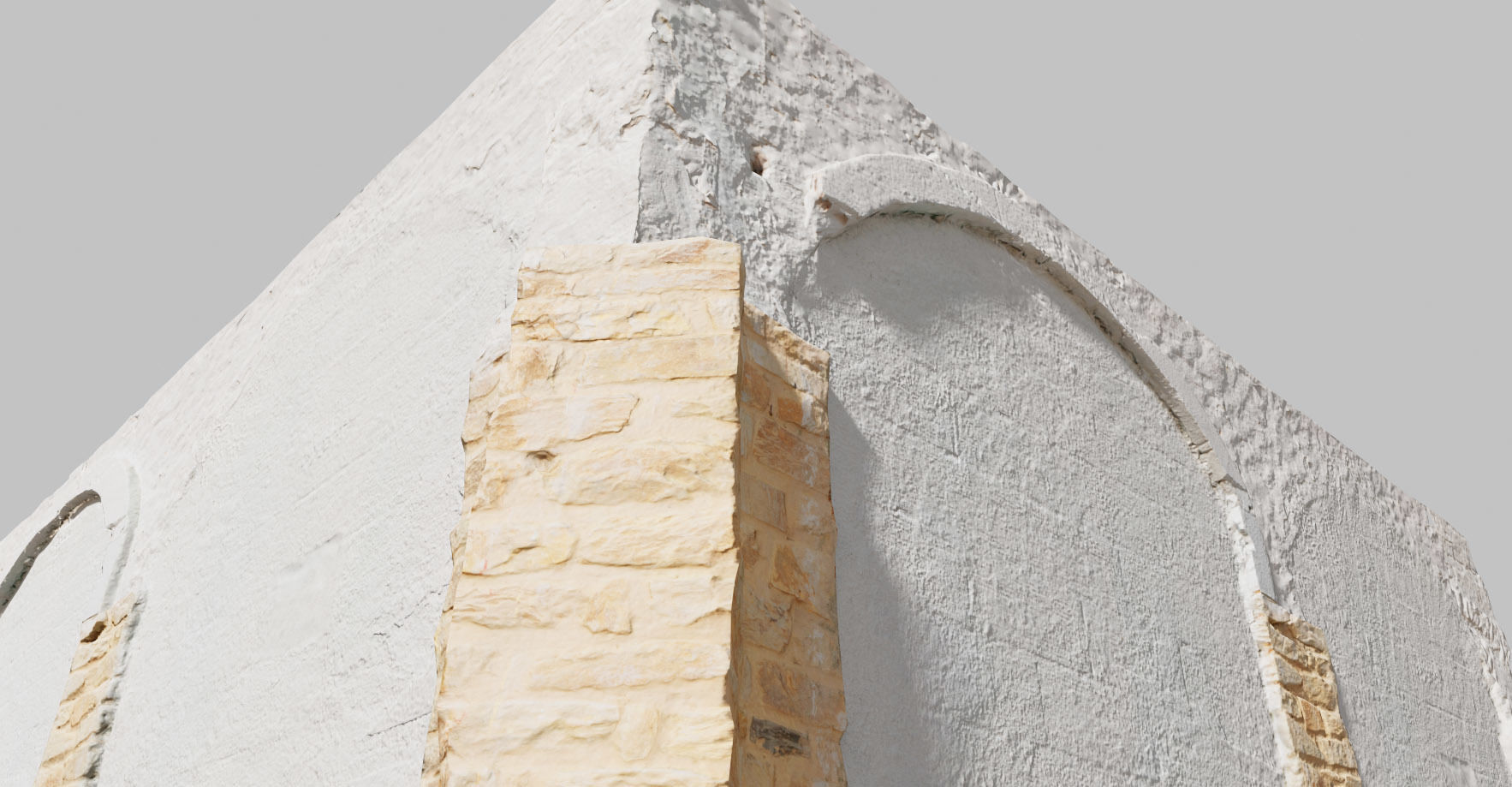 PBR House Wall Painted Bricks Old Photoscan Low-poly 3D model_1