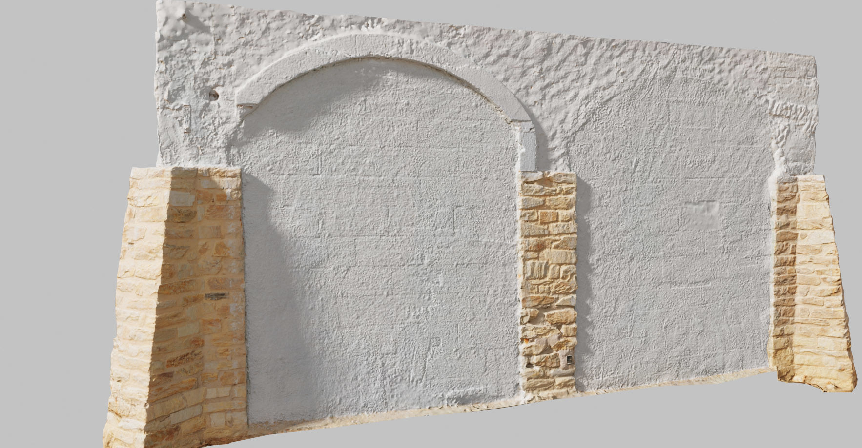 PBR House Wall Painted Bricks Old Photoscan Low-poly 3D model_7