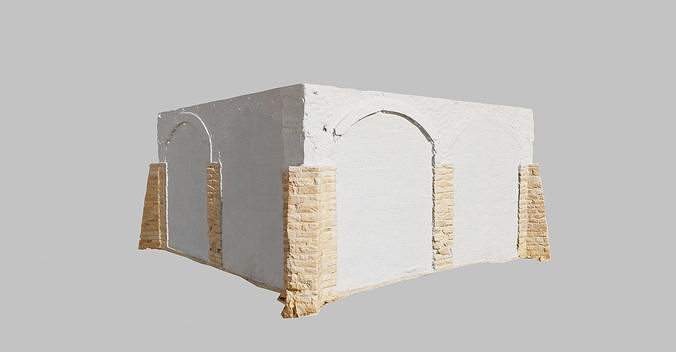 PBR House Wall Painted Bricks Old Photoscan Low-poly 3D model
