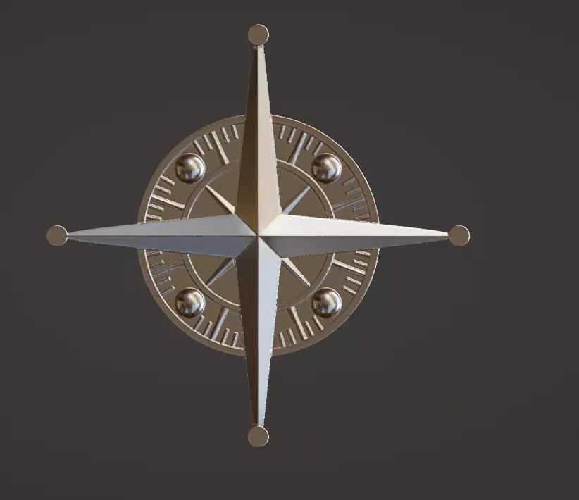 compass without circle rook 3D model_0