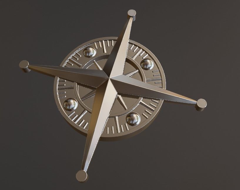 compass without circle rook 3D model_1