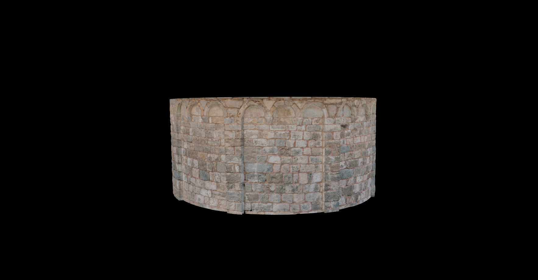 Monastery Wall Round Photoscan PBR Low-poly 3D model_2