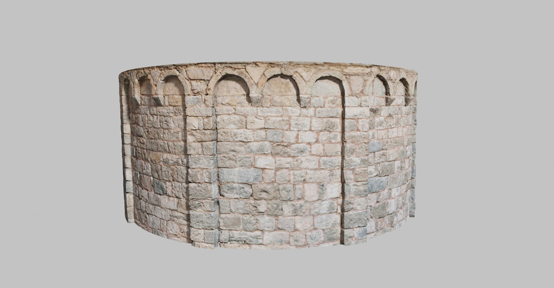 Monastery Wall Round Photoscan PBR Low-poly 3D model_6