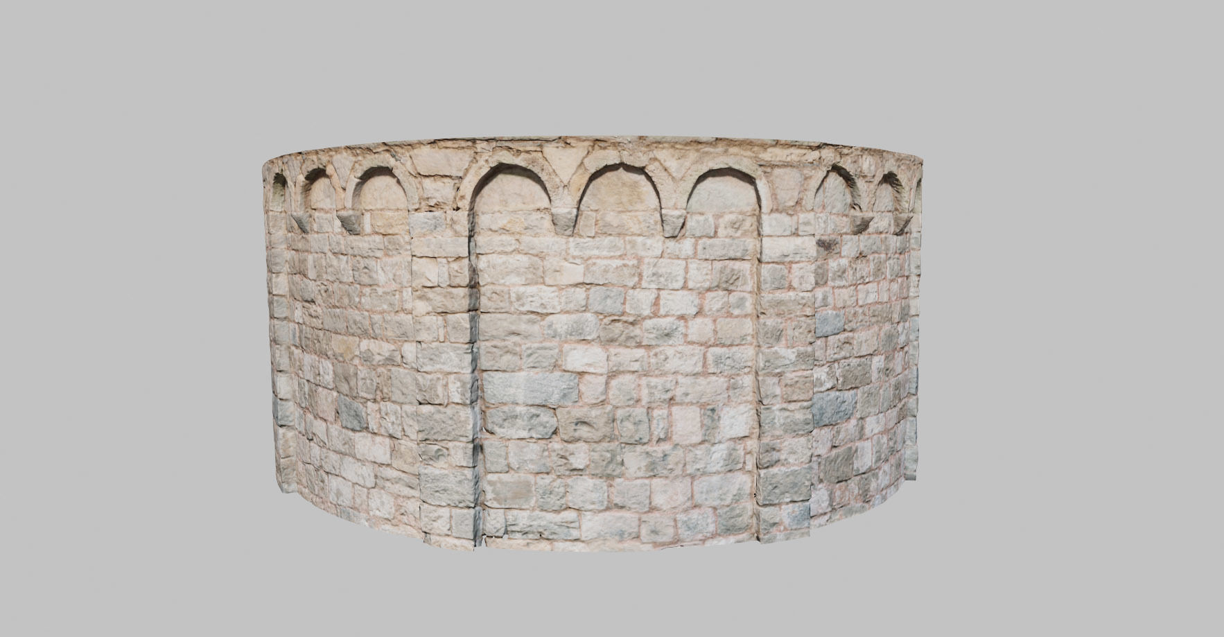 Monastery Wall Round Photoscan PBR Low-poly 3D model_5