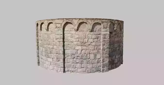Monastery Wall Round Photoscan PBR Low-poly 3D model