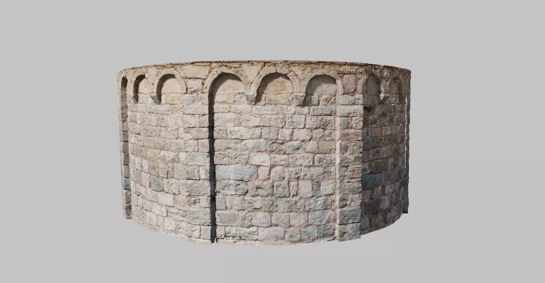 Monastery Wall Round Photoscan PBR Low-poly 3D model_0
